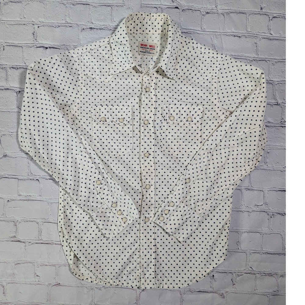 UES Wear Well Western Shirt Mens XS Dot Pearl Snap Long Sleeve Made in Japan